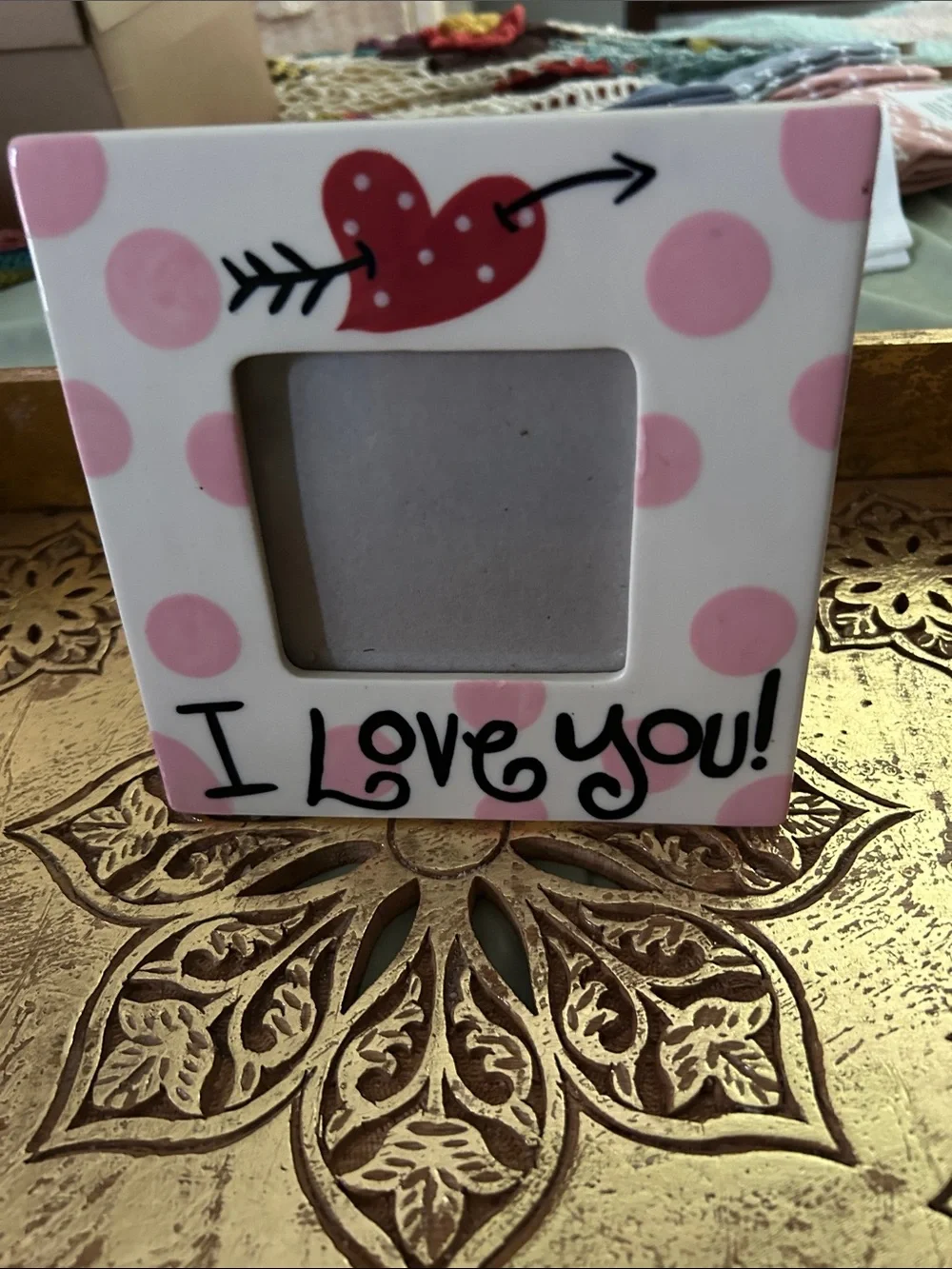Express Pink Polka Dot 'I Love You' Frame with Colorful Trinket Dish